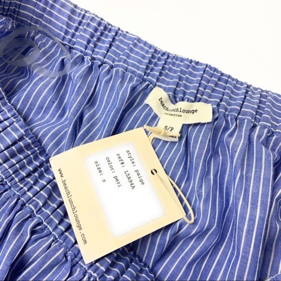 Off the Shoulder Paige Blouse Blue Ticking Tie Detail - Picture 4 of 8